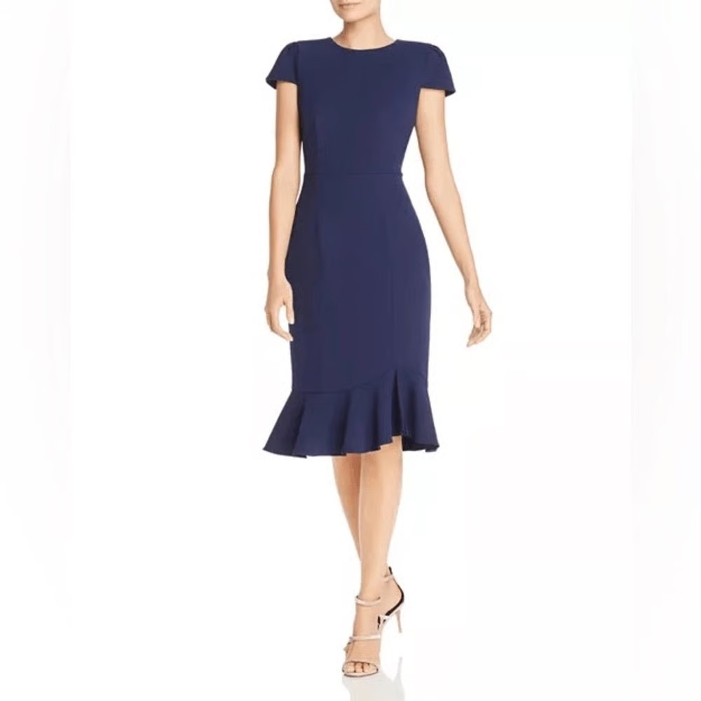 Betsey Johnson Navy Midi Dress with Ruffle Hem